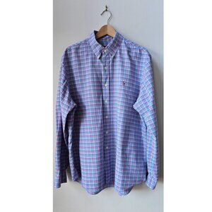 Ralph Lauren Blue Label Men's Iconic Blue Oxford Plaid Dress Shirt Size XL